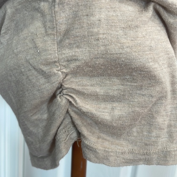 Y2K XOXO top tan cream cutouts fring scoop neck 3/4 sleeve gathered waist size S - Picture 5 of 10